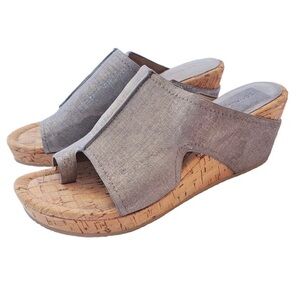 *NWOT* Donald J. Pliner Gerie Metallic Leather Cork Platform Wedges